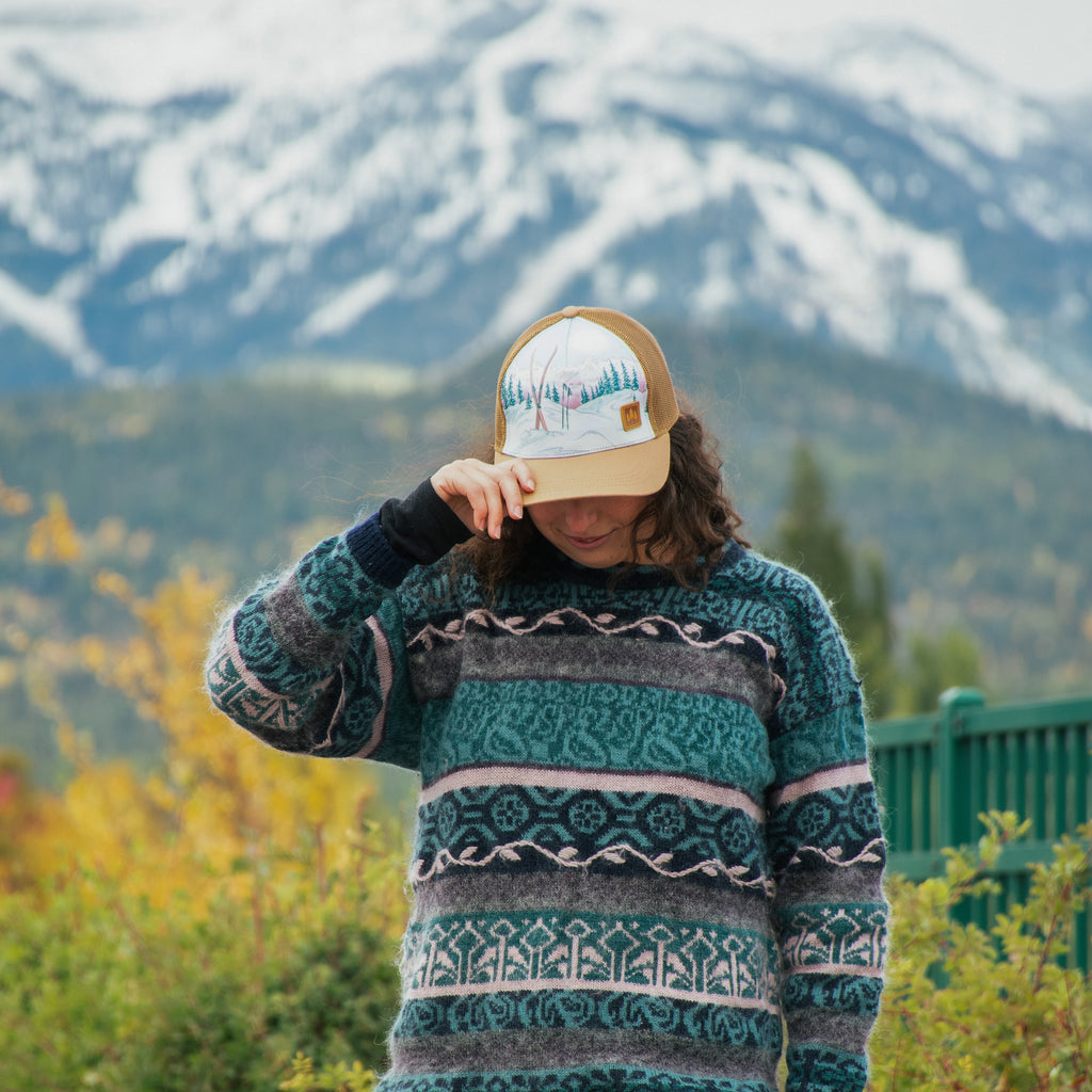 Moonlight Ski Unisex Trucker - Light Brown - The Montana Scene
