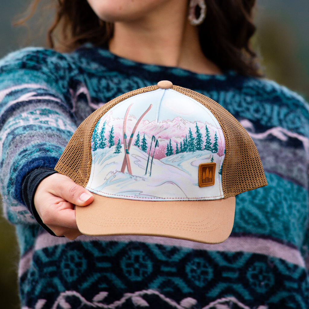 Moonlight Ski Unisex Trucker - Light Brown - The Montana Scene