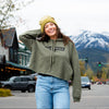 Montana Bar Ladies Cropped Hoodie - Olive - The Montana Scene