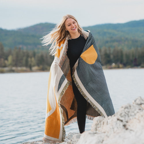 Mountain Sun Knit Blanket