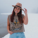Let's Rodeo Muscle Tee - Faded Brown - Ladies - The Montana Scene