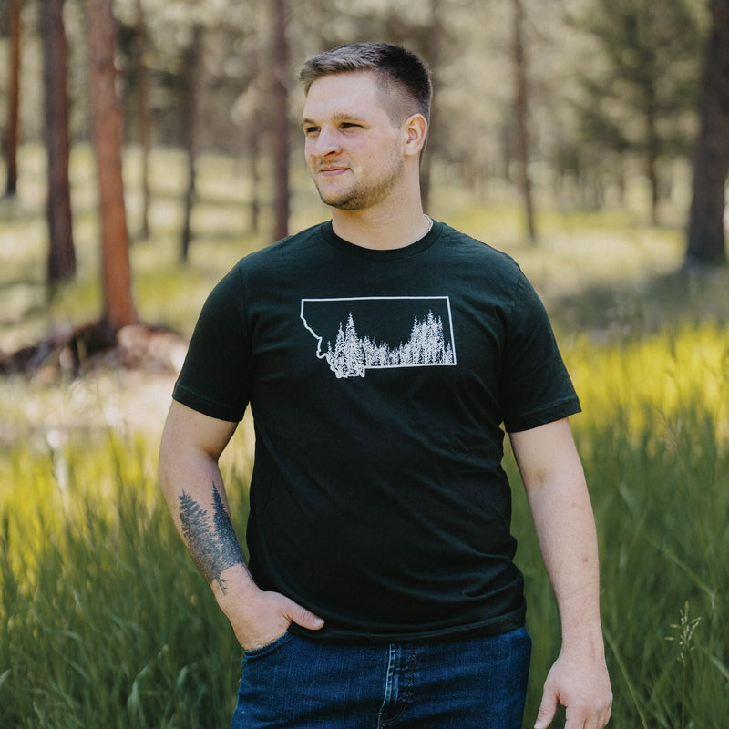 Montana Tree Line Unisex Tee- Dark Olive - The Montana Scene