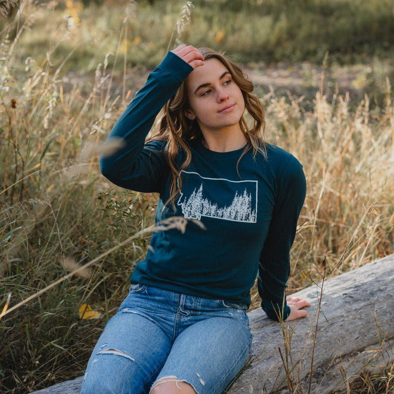 Montana Tree Line Unisex Long Sleeve - Atlantic - The Montana Scene