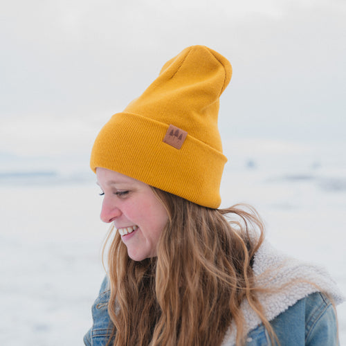 Three Tree Foldover Beanie - Mustard - The Montana Scene