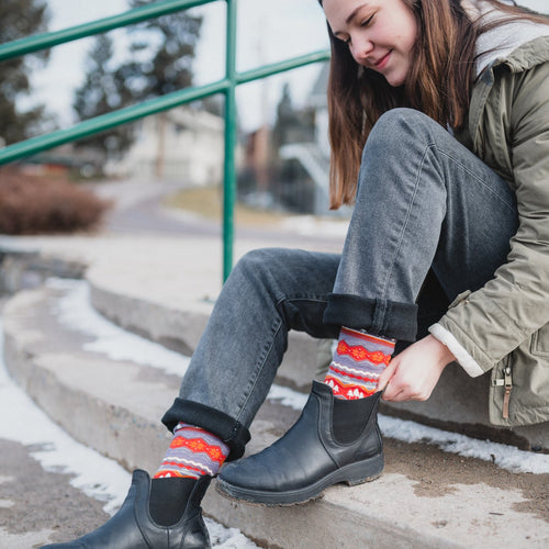 Tree Snowflake Unisex Socks - Red/Purple - The Montana Scene