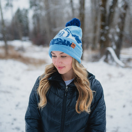 Frickin Freezin Pom Beanie - Blue - The Montana Scene