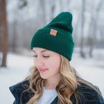 Three Tree Foldover Beanie - Emerald - The Montana Scene