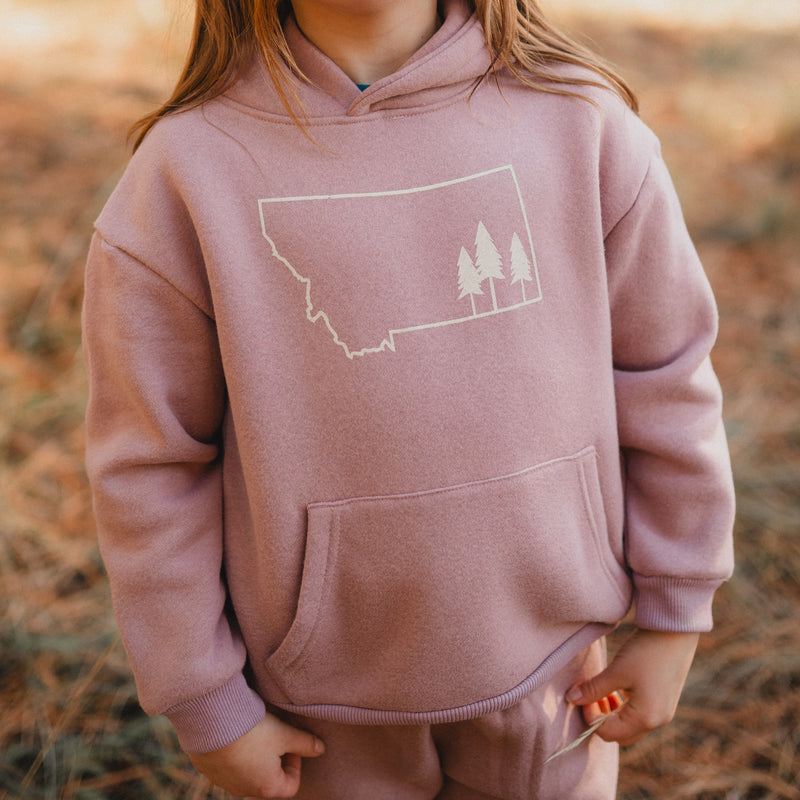 Montana Outline Toddler Hoodie - Mauve