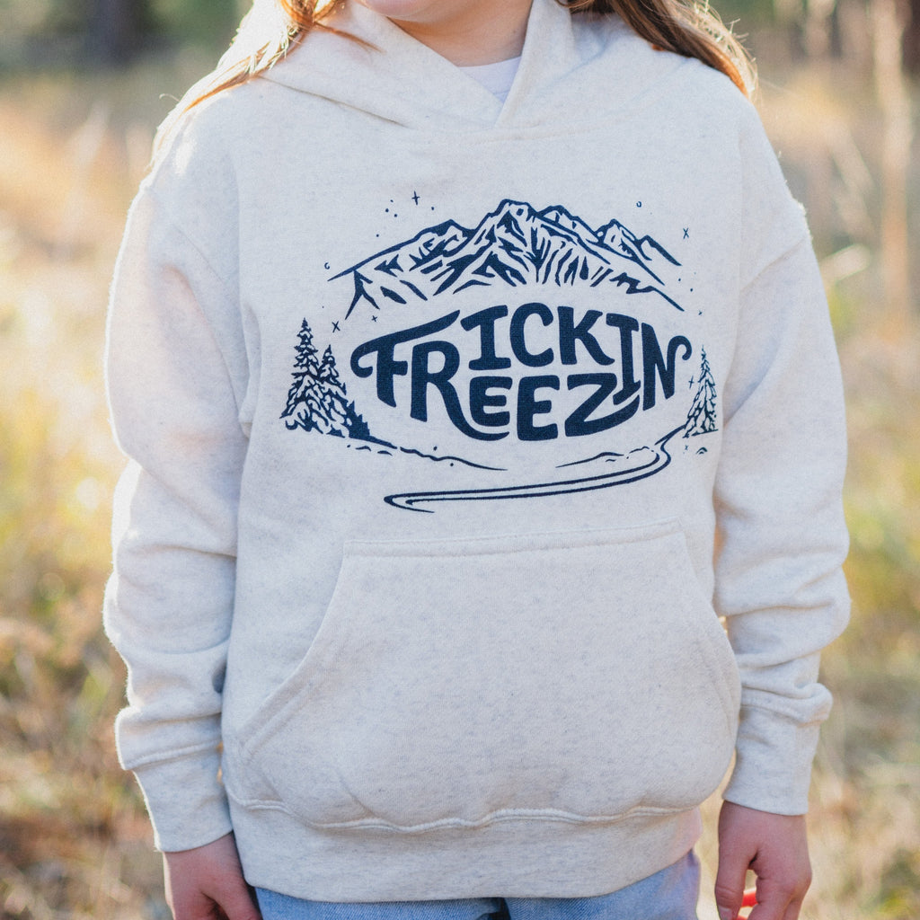 Frickin Freezin Kids Hoodie - Heather Natural - The Montana Scene