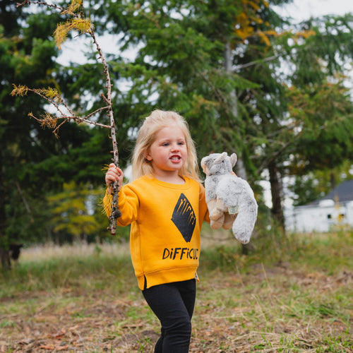 Difficult Toddler Crew Fleece - Mustard