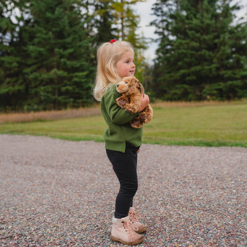 Rustic Three Tree Toddler Crew Fleece - Olive
