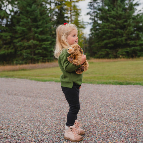 Rustic Three Tree Toddler Crew Fleece - Olive - The Montana Scene