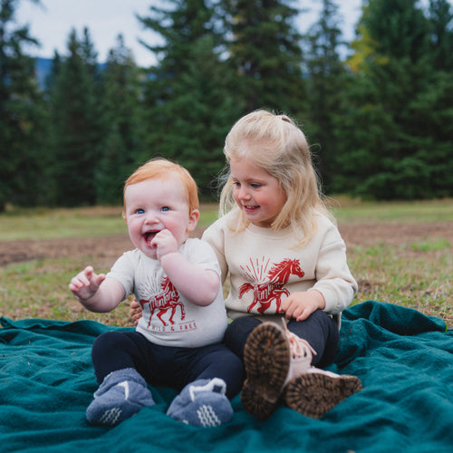 Wild & Free Toddler Crew Fleece - Cream - The Montana Scene