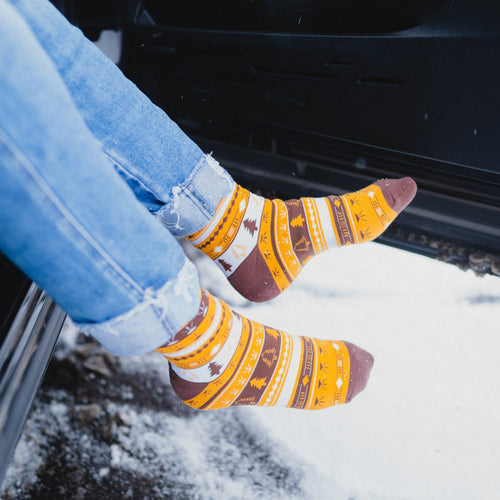 Golden Forest Unisex Socks - Mustard/Brown - The Montana Scene