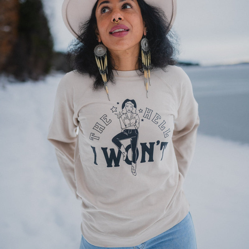 The Hell I Won't Unisex Pullover - Sand - The Montana Scene