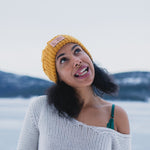 Bison Cable Knit Beanie - Mustard - The Montana Scene