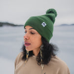 Three Tree Foldover Pom Beanie - Forest Green - The Montana Scene