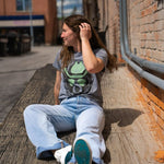 Hey Bear Ladies Relaxed Tee - Aluminum Grey