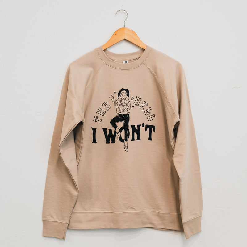 The Hell I Won't Unisex Pullover - Sand - The Montana Scene