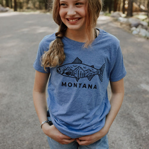 Montana Fish Kids Tee - Blue - The Montana Scene