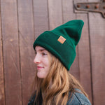 Three Tree Foldover Beanie - Emerald - The Montana Scene