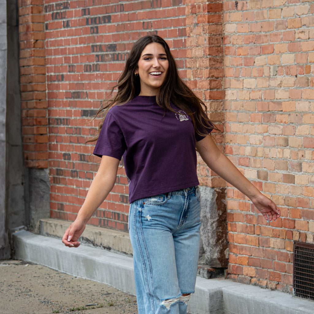 Fireside Ladies Boxy Tee - Plum - The Montana Scene
