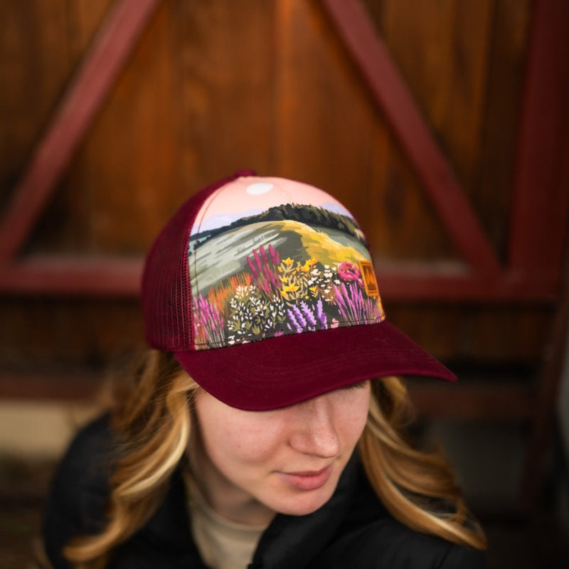 Wildflower Field Unisex Trucker - Maroon
