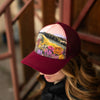 Wildflower Field Unisex Trucker - Maroon - The Montana Scene