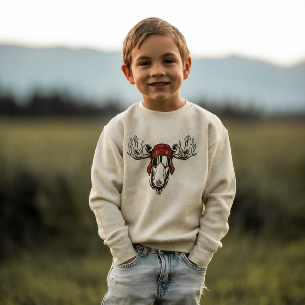 Eh Moose Toddler Fleece - Heather Natural - The Montana Scene