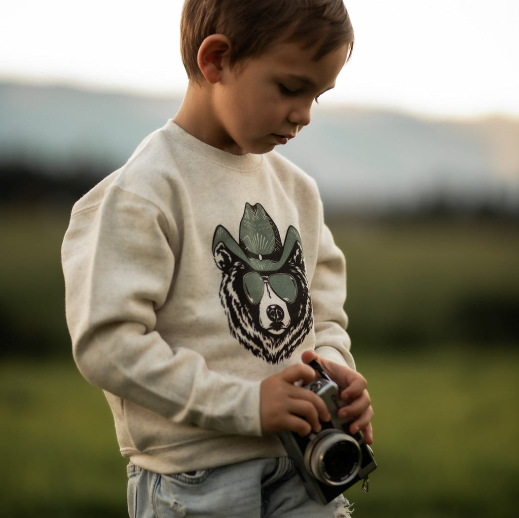 Hey Bear Toddler Fleece - Heather Natural - The Montana Scene