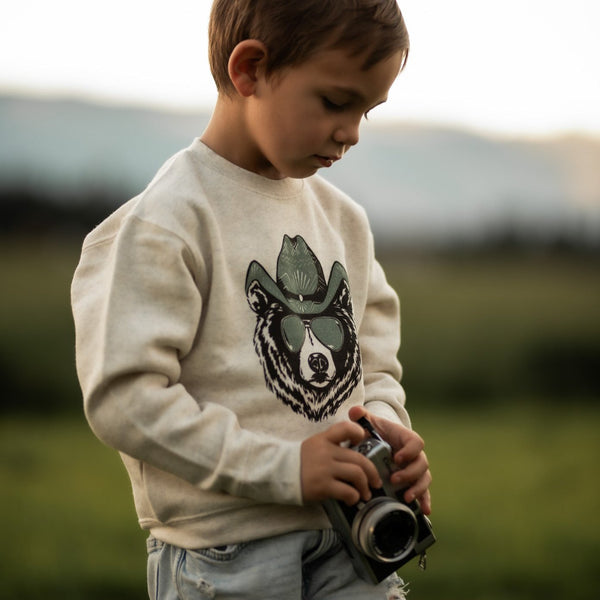 Hey Bear Toddler Fleece - Heather Natural - The Montana Scene