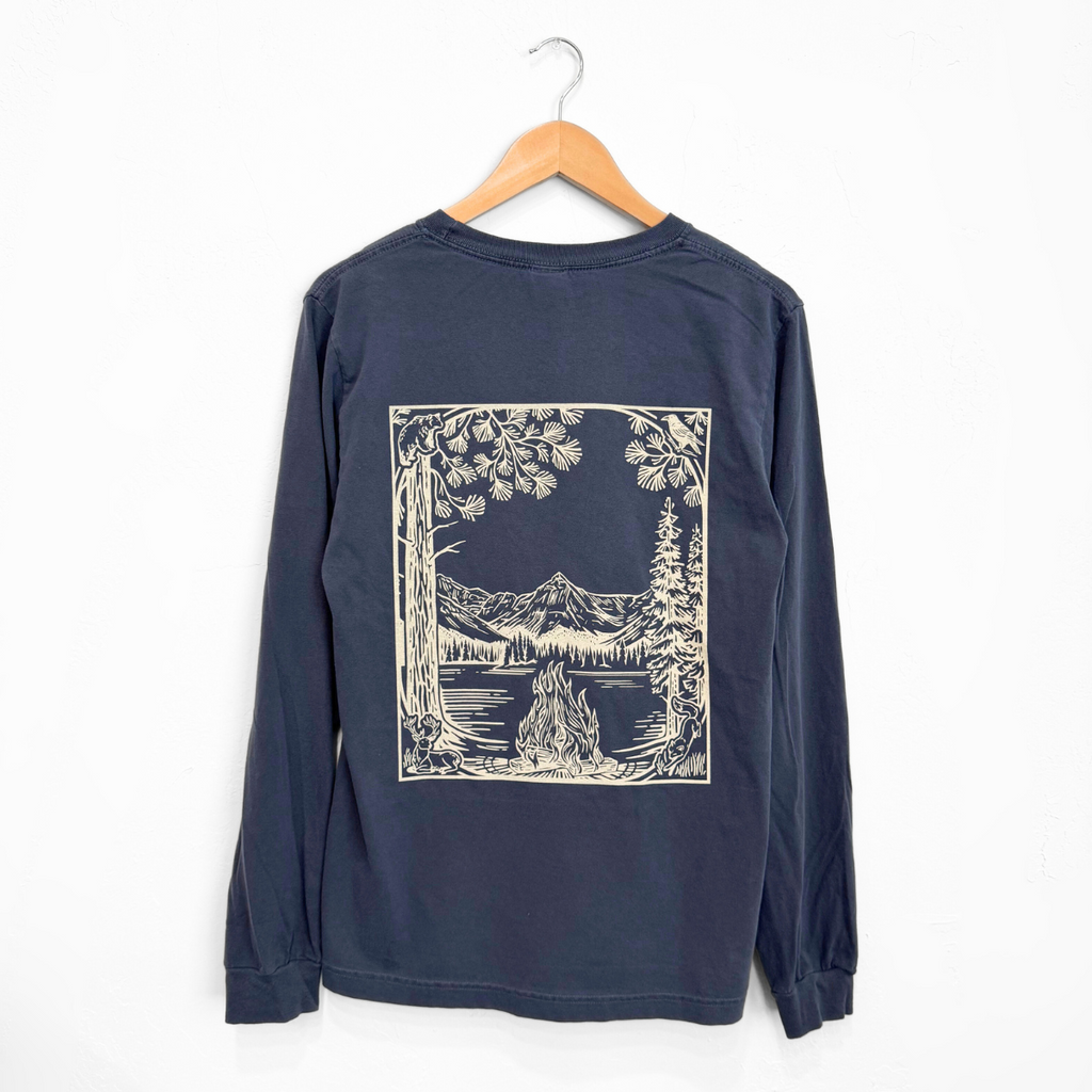 Fireside Unisex Long Sleeve - Washed Navy - The Montana Scene