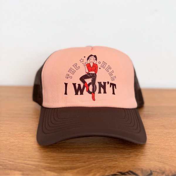 The Hell I Won't Foam Trucker - Brown/Peach - The Montana Scene
