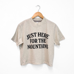Just Here For The Mountains Ladies Boxy Tee - Heather Natural