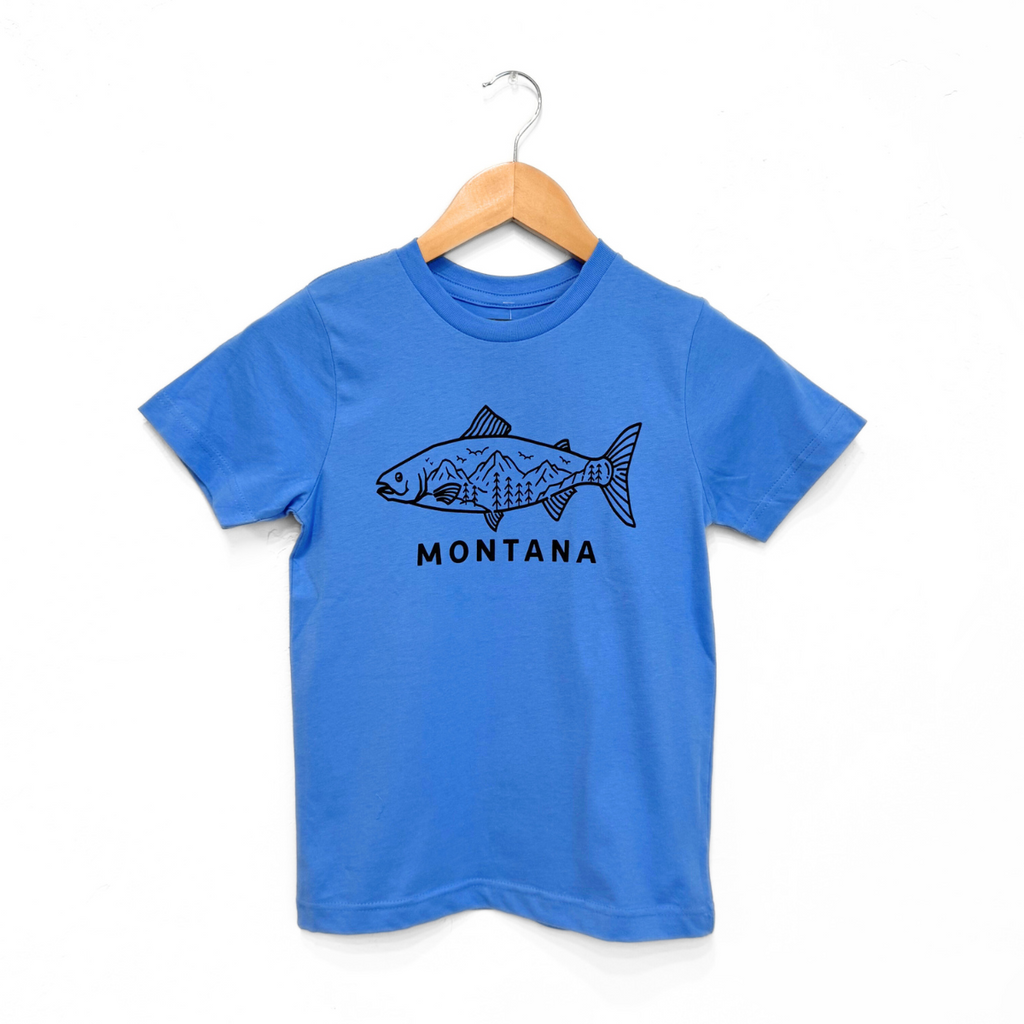 Montana Fish Kids Tee - Carolina Blue - The Montana Scene