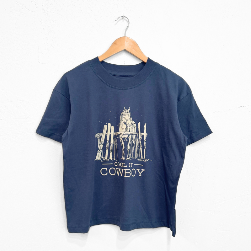 Cool It Cowboy Relaxed Unisex Tee - Denim- Discontinued