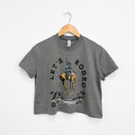 Let's Rodeo Ladies Crop Tee - Dark Heather Grey - The Montana Scene