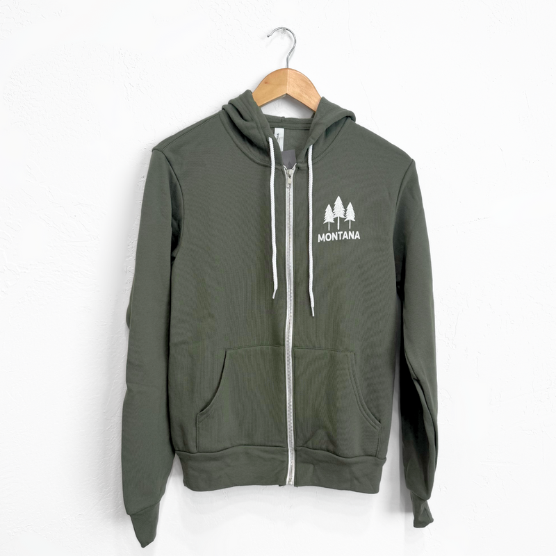 Montana Three Tree Unisex Zip Hoodie - Color Options - The Montana Scene