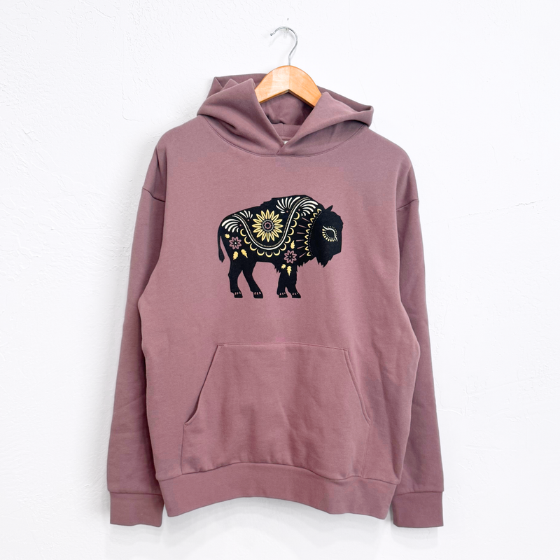Floral Bison Unisex Hoodie - Orchid - The Montana Scene
