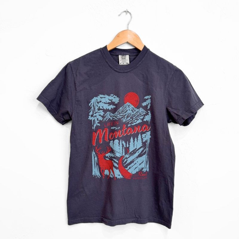 Life in Montana is a Real Adventure Unisex Tee - Graphite