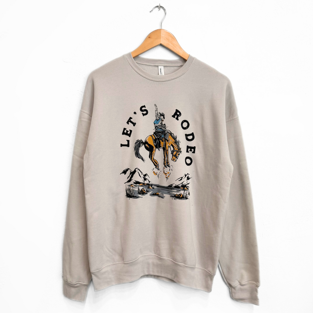 Let's Rodeo Unisex Pullover - Heather Dust - The Montana Scene