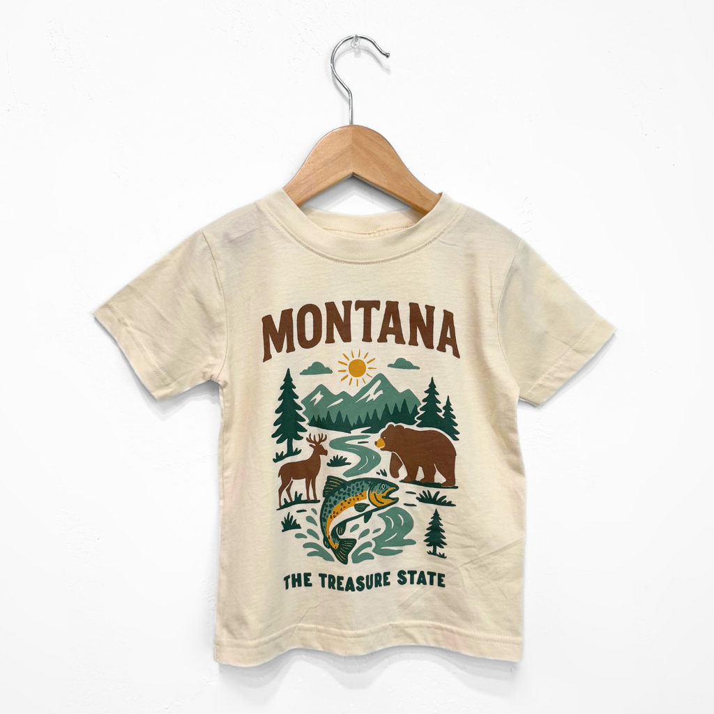 Montana Treasure State Toddler Tee - Natural - The Montana Scene