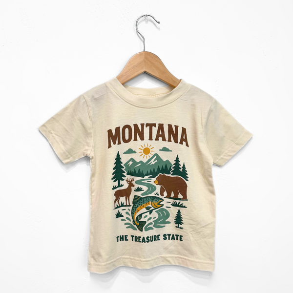 Montana Treasure State Toddler Tee - Natural - The Montana Scene