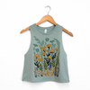 Wild Field Ladies Crop Tank - Dusty Blue - The Montana Scene