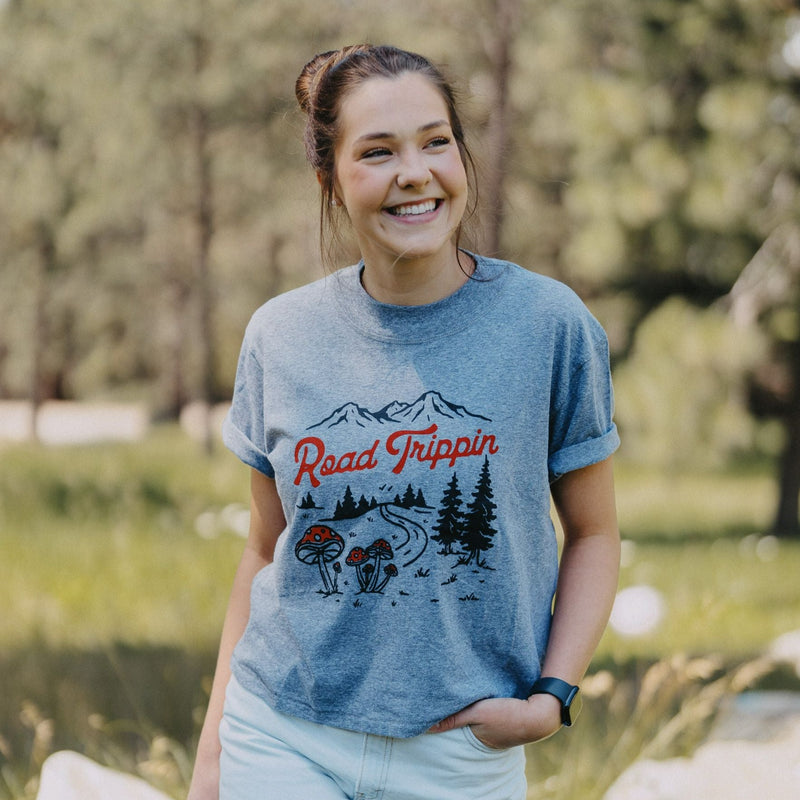Road Tripping Ladies Boxy Tee - Granite Heather