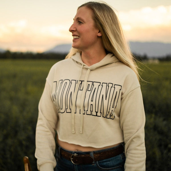 Montana Ladies Crop Hoodie - Heather Dust - The Montana Scene