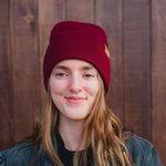 Three Tree Foldover Beanie - Burgundy - The Montana Scene