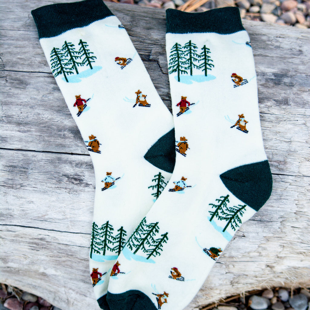 Skiing Bears Socks - The Montana Scene