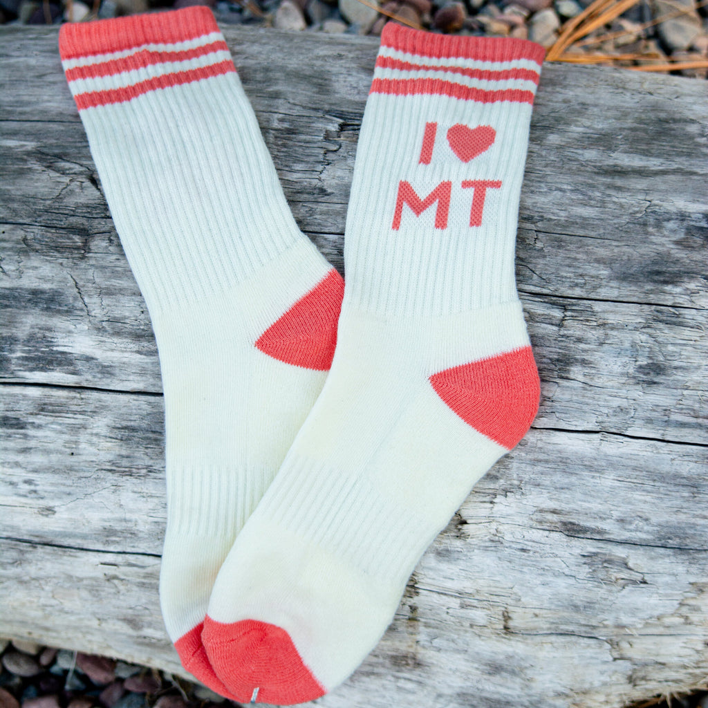 I Heart MT Socks - Blue/Pink - The Montana Scene