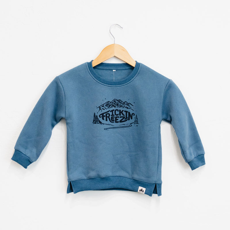 Frickin Freezin Toddler Crew Fleece - Blue - The Montana Scene